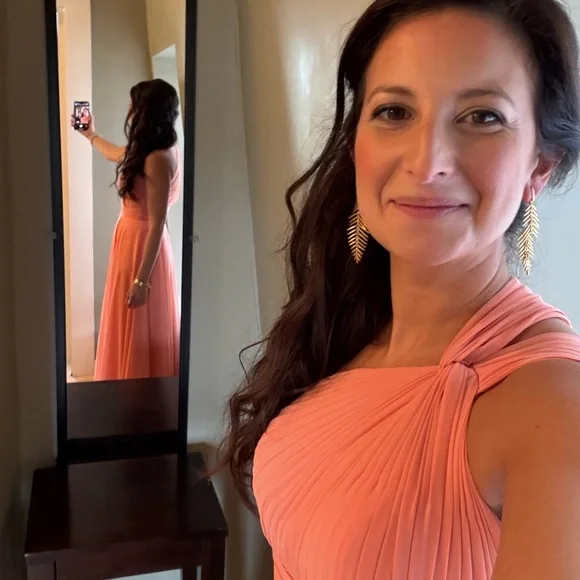 Azazie Charlize Dress in Sunset coral - Picture 3 of 4